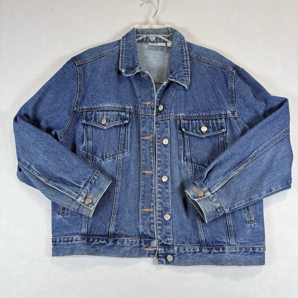 Bill Blass Women's Large Medium Wash Denim Trucker Jacket Classic